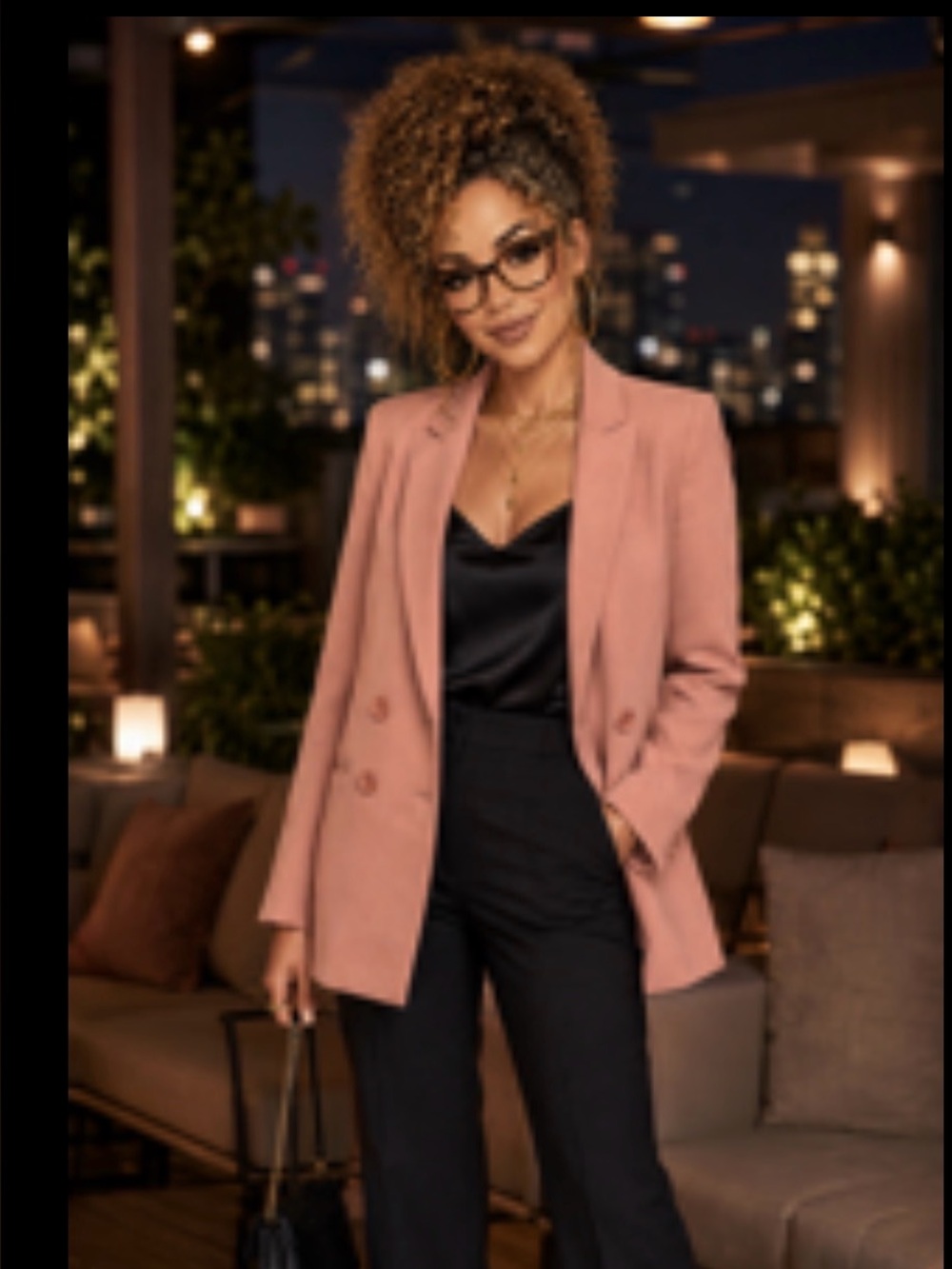 Express Women's Double-Breasted Pink Blazer Jacket